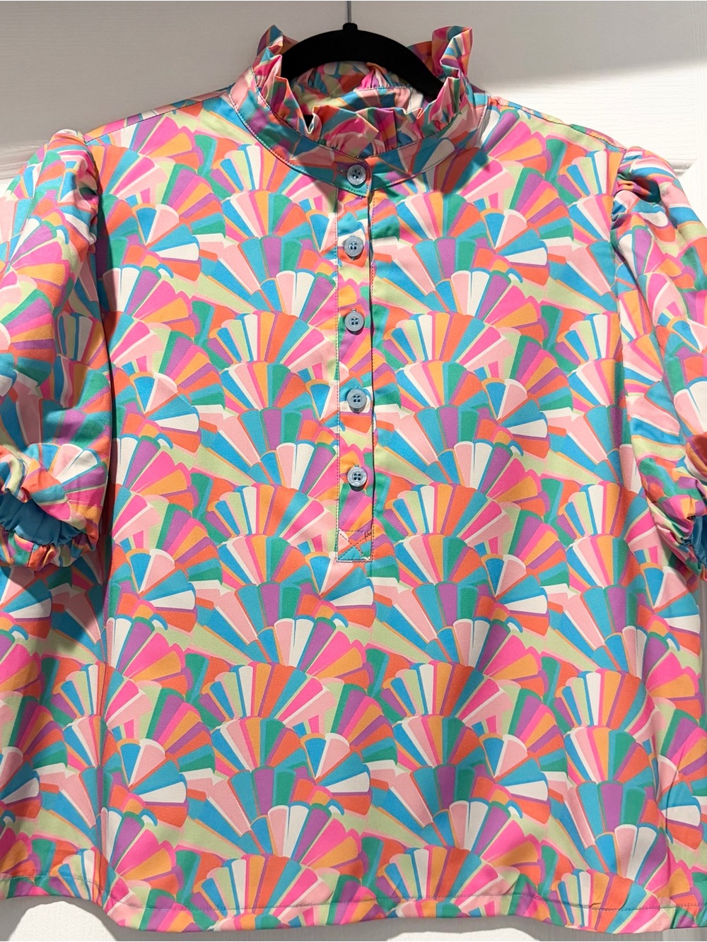 SSYS Bright Multi-Color Ruffle Collar Blouse